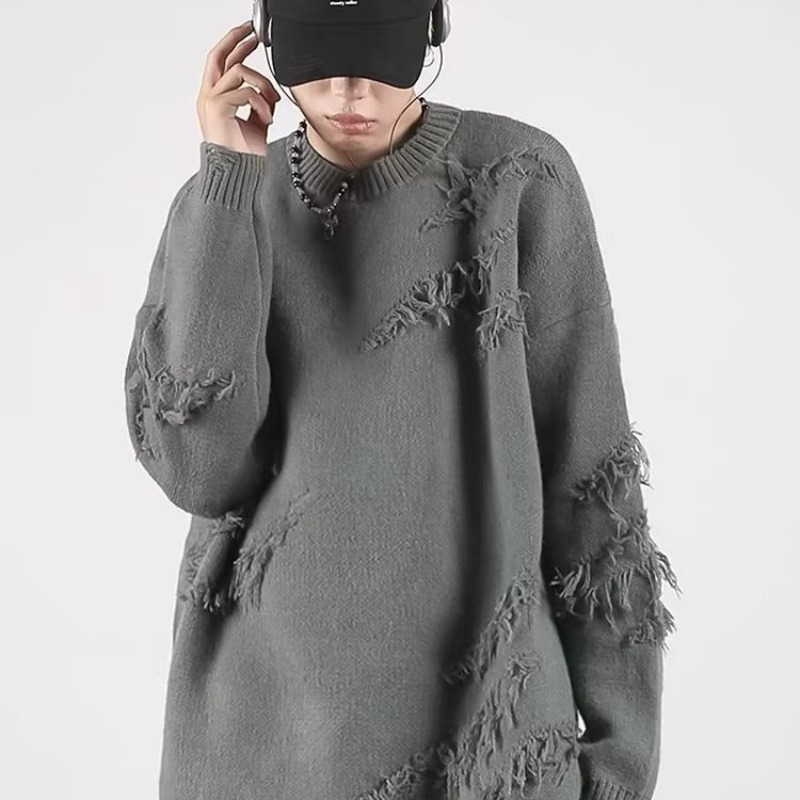 【59】破洞毛衣男秋冬季ins慵懒风针织衫A079-814-P42，男装针织衫/毛衣，电商A079