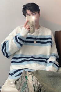 [290]毛衣男秋冬季潮牌宽松休闲男生圆领针织衫A079-M109-P54图片
