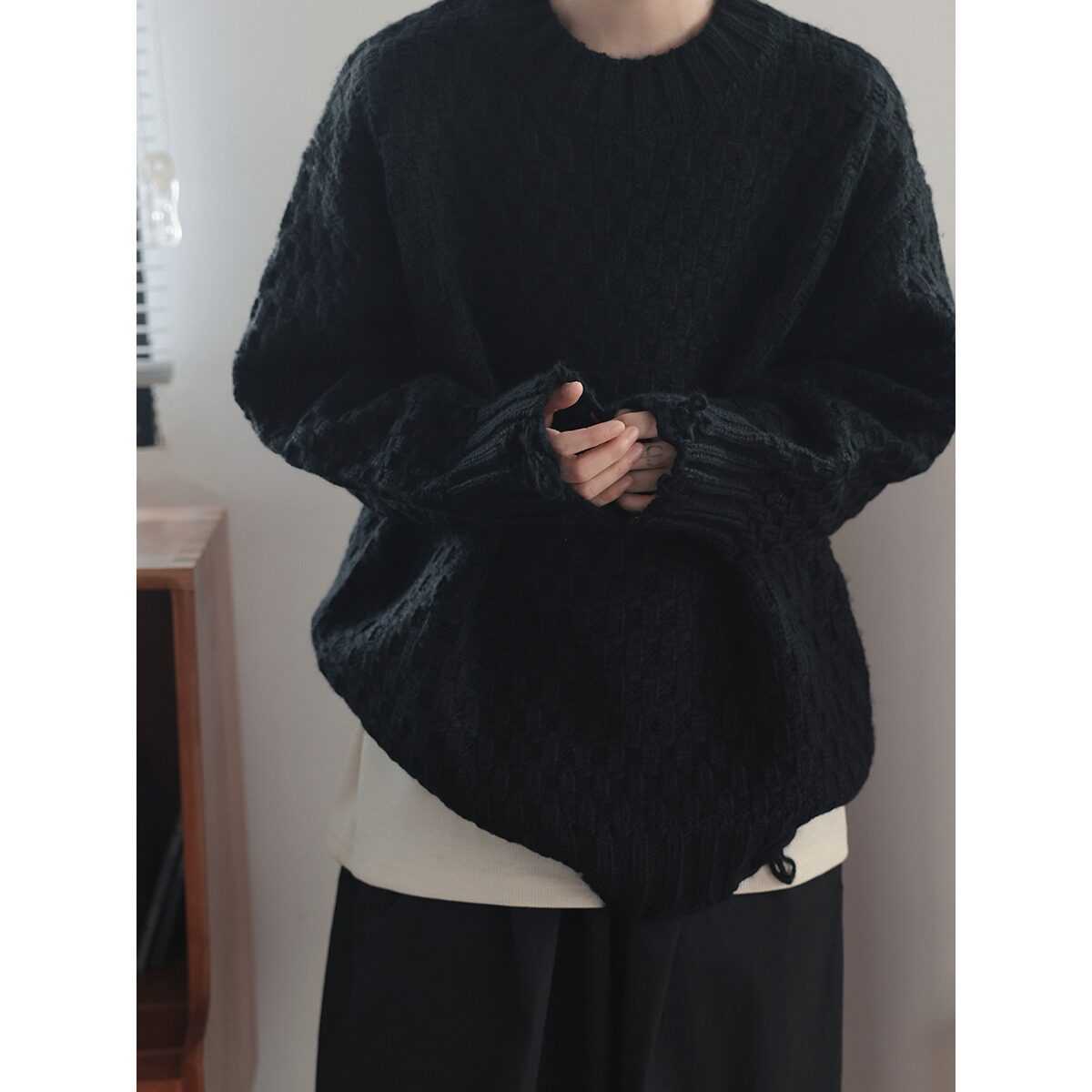 【7】男女休闲圆领毛衣宽松百搭针织衫上衣A0795-MY9820-P57，男装针织衫/毛衣，电商A079