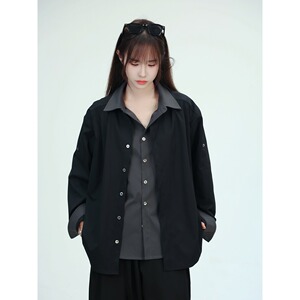 【079】假两件拼接领带设计感衬衫高级感衬衣外套A079-1151-P47图片