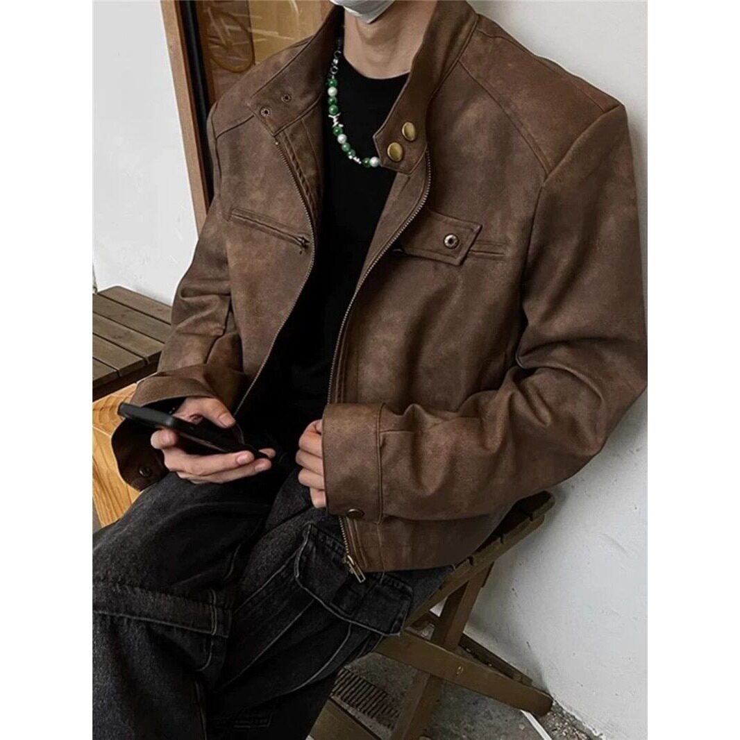 【网28】机车服夹克短款立领棒球服A079-762-69，男装夹克，电商A079