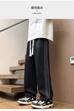 【235】款潮牌三条杠直筒长裤运动学生休闲裤A079-K169加绒-P39，男装卫衣，电商A079