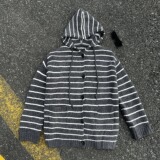 【7】条纹连帽毛衣撞色针织开衫外套A079-MY9574-P64，男装针织衫/毛衣，电商A079