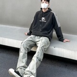 [008]口袋工装直筒牛仔裤男女宽松微喇休闲长裤A079-N178-P59，男装牛仔裤，电商A079