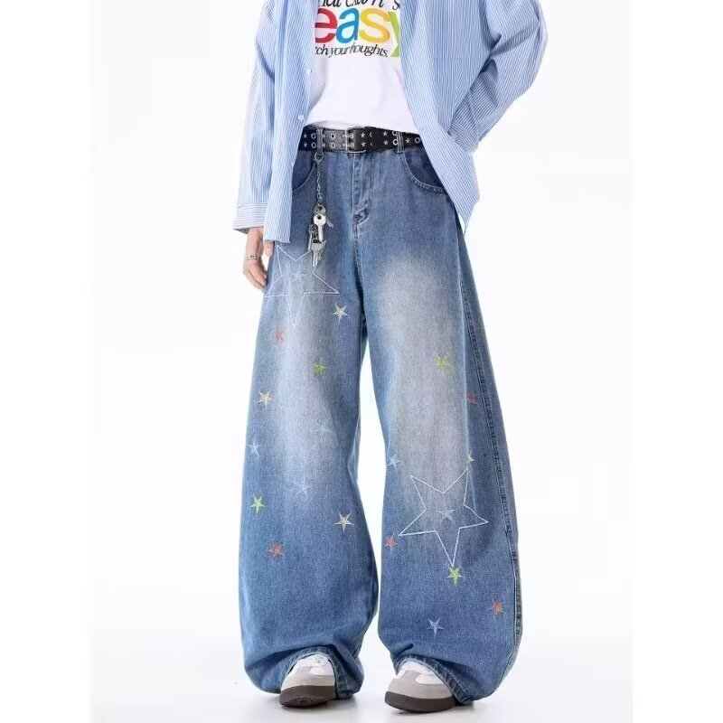 [287]牛仔裤女秋季大码胖宽松显瘦梨形身材直筒裤A079-6658-P44，男装牛仔裤，电商A079