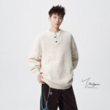 【250】圆领套头加厚青年针织衫男士毛衣带纽扣A079-MY154-P59，男装针织衫/毛衣，电商A079