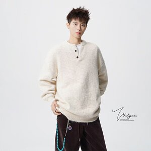 【250】圆领套头加厚青年针织衫男士毛衣带纽扣A079-MY154-P59图片