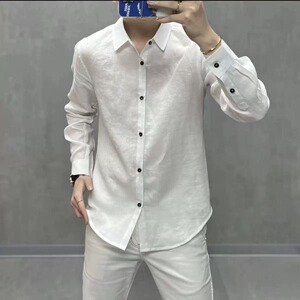 【网14】25秋冬款棉麻男士新品长袖衬衫A079-RS128-P34图片
