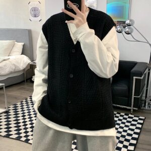 【21】25针织开衫背心马甲男ins超火毛衣外套A079-0121-P39图片