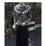 【94】圆领针织衫费尔岛提花毛衣A079-0017-P49，男装针织衫/毛衣，电商A079