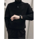 【201】宽松时尚排扣高领休闲打底针织衫A079-MY3488-P63，男装T恤，电商A079