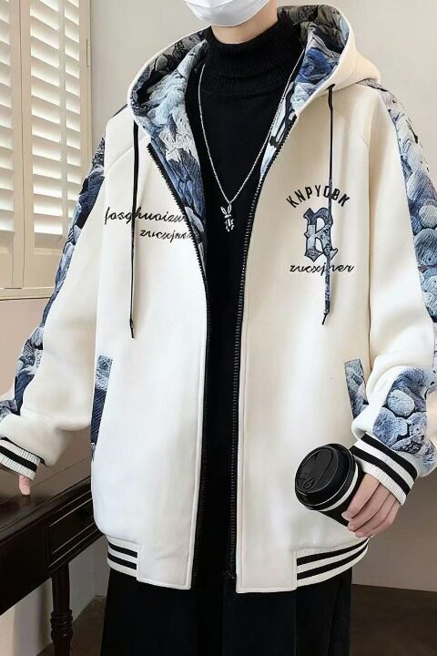 【网160】5松休闲夹克青少年超大码开衫卫衣A079-WY007-P62-65,男装夹克,电商A079