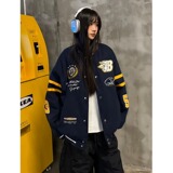 【123】美式复古棒球服外套开衫卫衣A079-WY112-P66，女装短外套，电商A079
