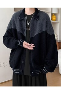【211】5撞色拼接毛衣外套男翻领针织开衫A0789-MY205-P57图片