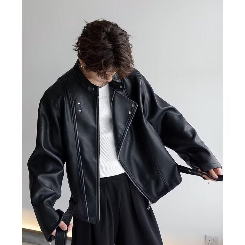 [001]休闲短款皮衣外套男款宽松立领皮夹克A079-J783-P80,男装夹克,电商A079
