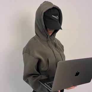 宽松长袖 秋冬bm风加绒加厚连帽卫衣短款 外套时髦辣妹 CANDY ALGAM