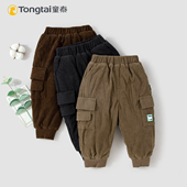 童泰秋冬婴幼儿60克夹棉束口宽松长裤 男女宝宝可开裆外穿保暖棉裤