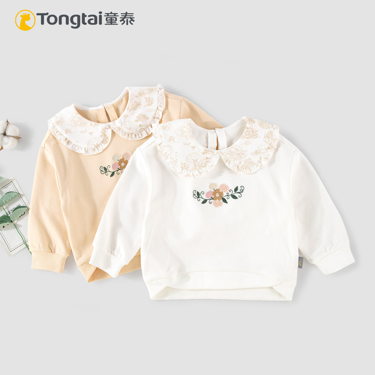 童泰女童春秋季花边翻领长袖卫衣图片