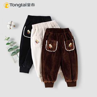 子 灯芯绒薄棉保暖60克夹棉女宝宝束口休闲长裤 童泰秋冬季 女童棉裤