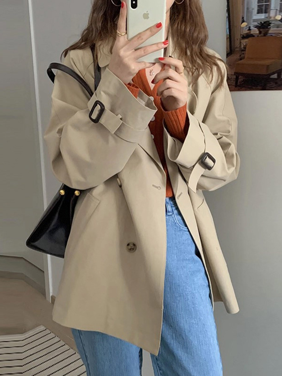 小个子风衣女2025新款春秋装韩版流行风卡其色短款收腰大衣外套潮