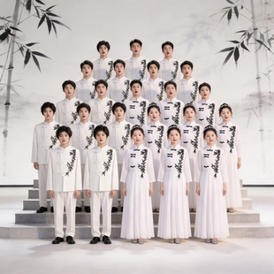 儿童合唱团演出服初中生男女童少儿演讲比赛朗诵表演服装中国风