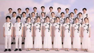 儿童合唱朗诵演出服初中小生学生白色中国风女男童演讲比赛青年装