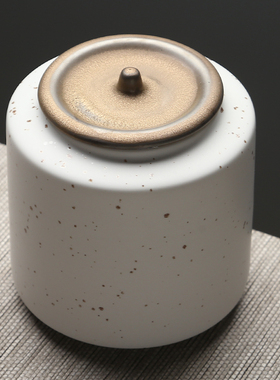 苏氏陶瓷（SUSHI CERAMICS）茶叶罐时尚亚光铁锈茶具配件（白）