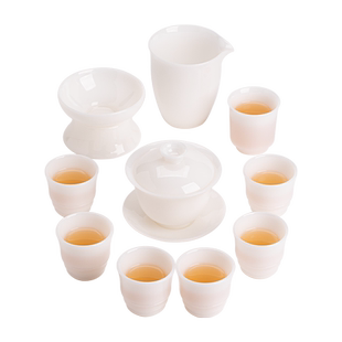 苏氏陶瓷冰种玉白瓷功夫茶具厚润如玉高冰款礼盒套装