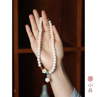 小昌念珠【素心】天然玉化菩提根双圈手串新中式文玩男女饰品