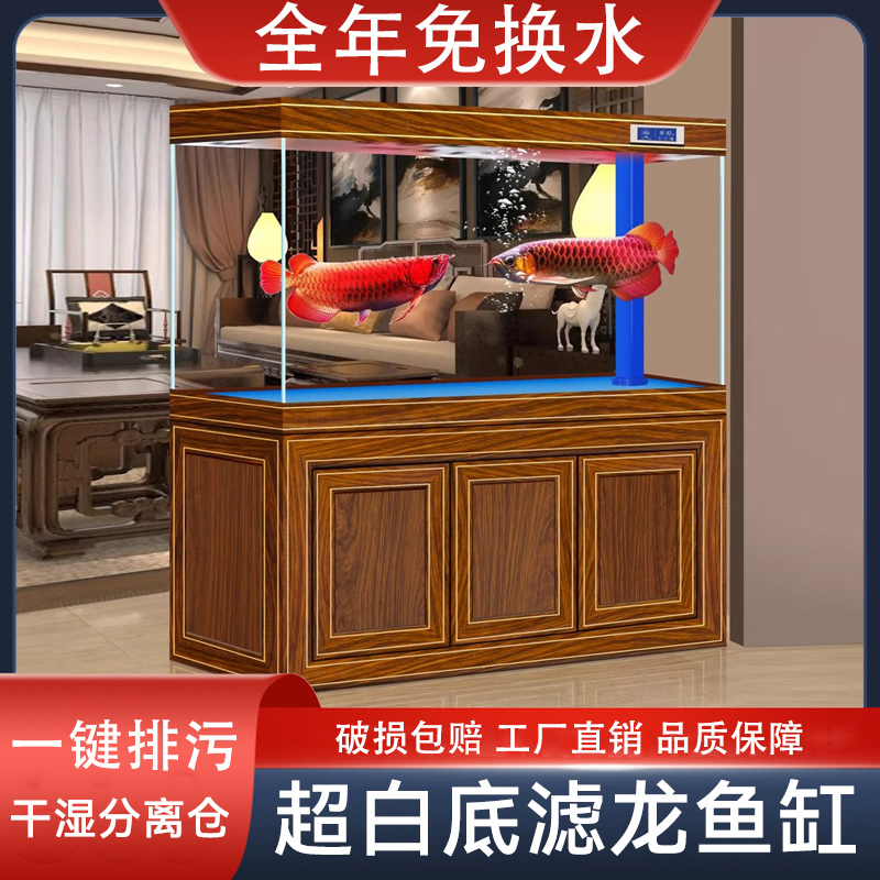 超白玻璃龙鱼缸鱼缸客厅2024新款隔断屏风家用大型生态免换水族箱