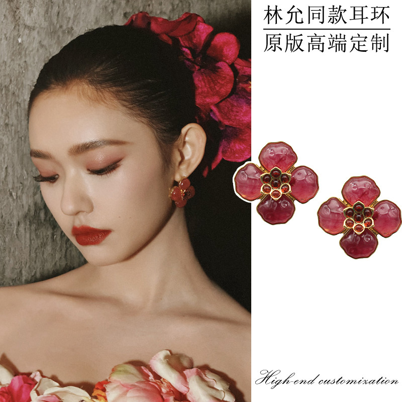 林允同款花朵耳环高级感