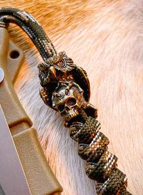 黄铜猫头鹰骷髅edc刀坠伞绳伞坠项链吊坠diy钥匙扣推牌ppb挂坠