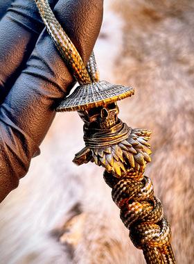 黄铜EDC刀坠骷髅侠客伞坠7芯9芯伞绳挂坠项链吊坠diy钥匙扣