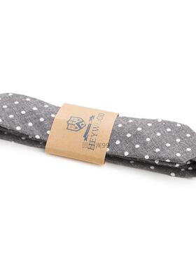 英式窄版日韩收藏复古棉布纯棉手工白色灰色点点圆点领带TIE呔5CM