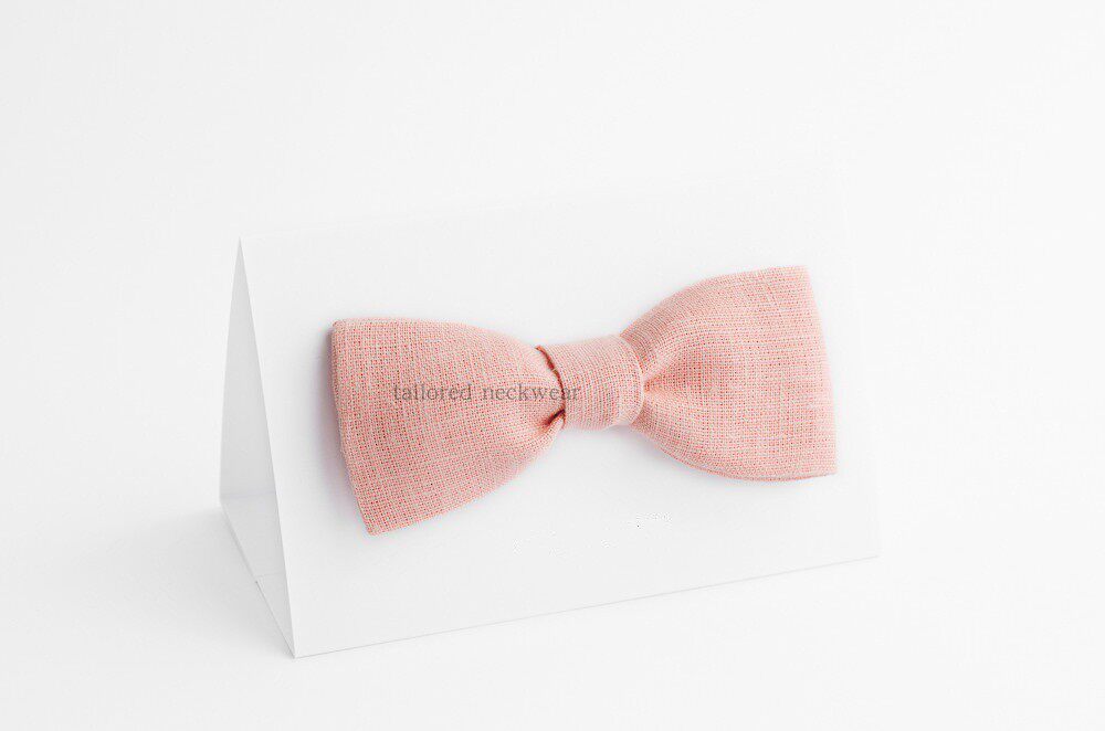 春夏手工流行时髦男女手打亚麻橙粉色新郎结婚商务主持领结