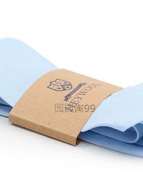 潮男欧美英伦手工卷边复古麻布亚麻天蓝浅蓝薄款纯色尖头领带领呔