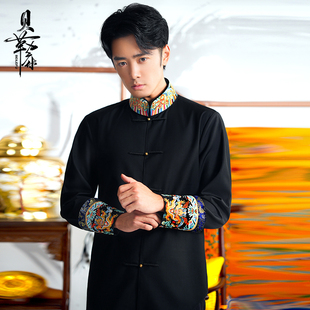貝勒府＜高端品?朝衫 立領(lǐng)襯衣 刺繡龍袍馬褂中式 馬褂＞中國風襯衫