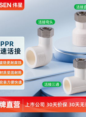 伟星PPR快速活接头直通弯头三通电热水器过滤器设备安装热熔配件