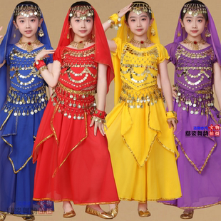 新款女童肚皮舞少儿民族舞儿童舞蹈服肚皮舞演出服表演服天竺少女