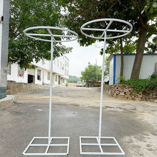 婚庆铁艺道具十字线帘圆环伸缩架子铁艺珍珠花环路引舞台装饰定制