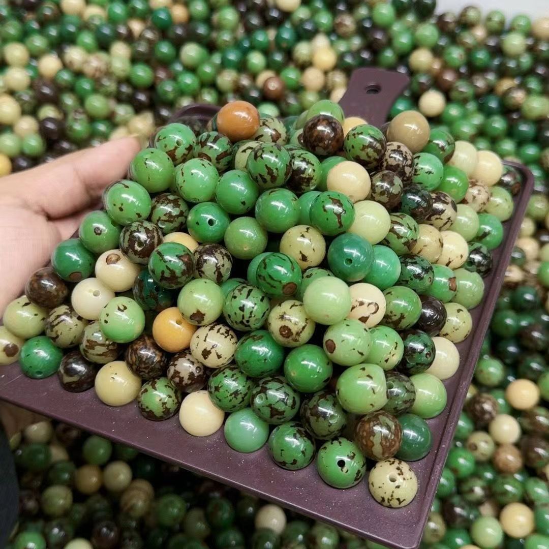 天然虎斑菩提 diy散珠  混色打孔  手串项链 菩提珠108颗