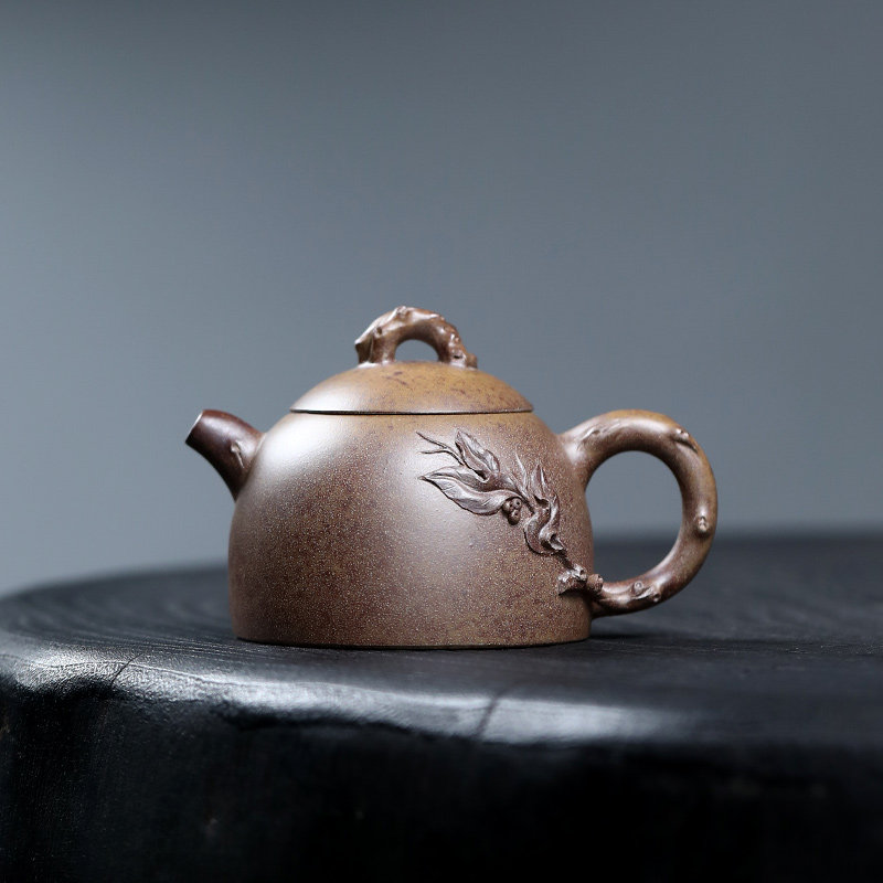 大吉羊柴烧 宜兴紫砂壶茶壶 原矿本山绿泥多子多福秦权130ml徐雅