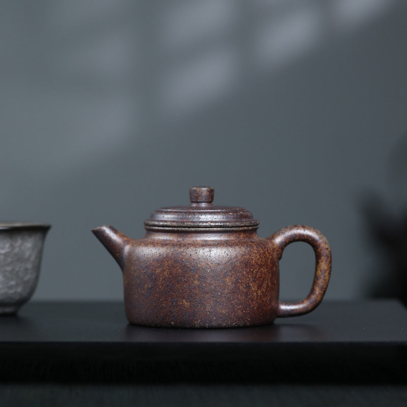 吉羊柴烧 宜兴紫砂壶茶壶茶具 原矿紫焰砂小德钟170ml