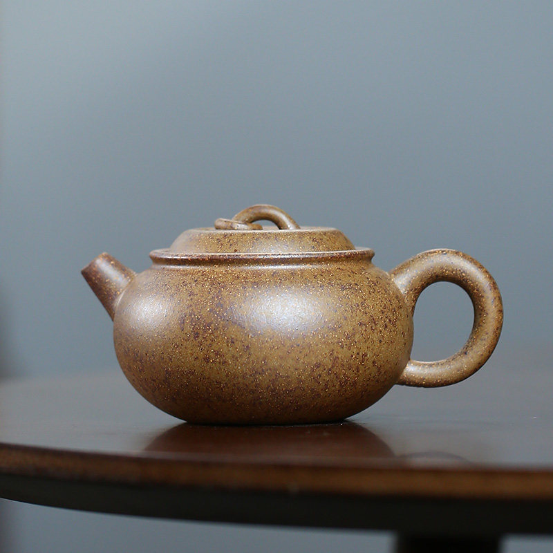 吉羊柴烧 宜兴紫砂壶茶壶茶具 原矿本山绿泥圈钮140ml徐顺伟