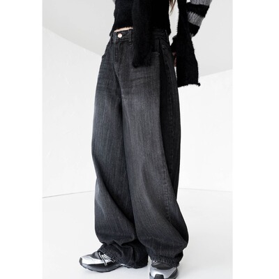 阔腿裤长裤牛仔2024春秋季牛仔裤