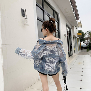 韩国2025春秋手工立体花朵刺绣蕾丝拼接宽松薄款短牛仔防晒外套女