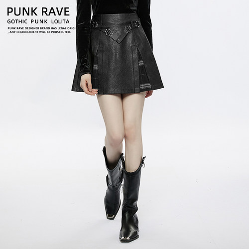 朋克短款简约皮半身裙