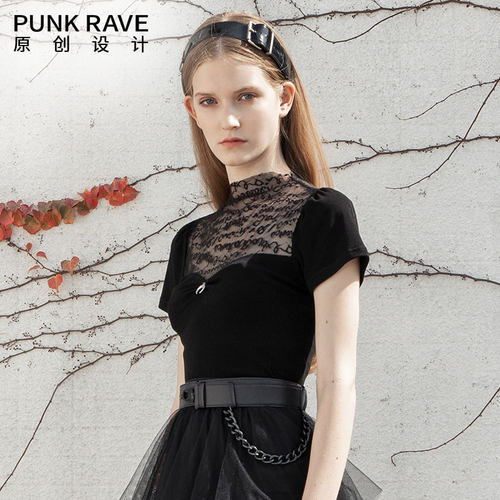 punkrave2026夏季t恤立领修身