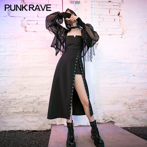 开叉长款轻熟风辣妹秋吊带连衣裙