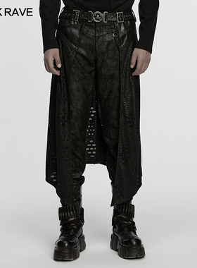 PUNKRAVE朋克风破坏针织半身裙男款简约一片式中长裙个性复古屁帘